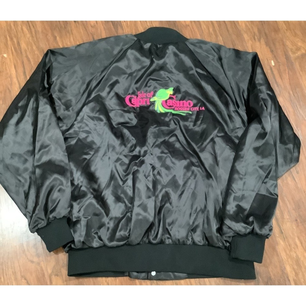 Vintage Auburn Sportswear XL Bomber Jacket Black Capri Casino  Made In USA